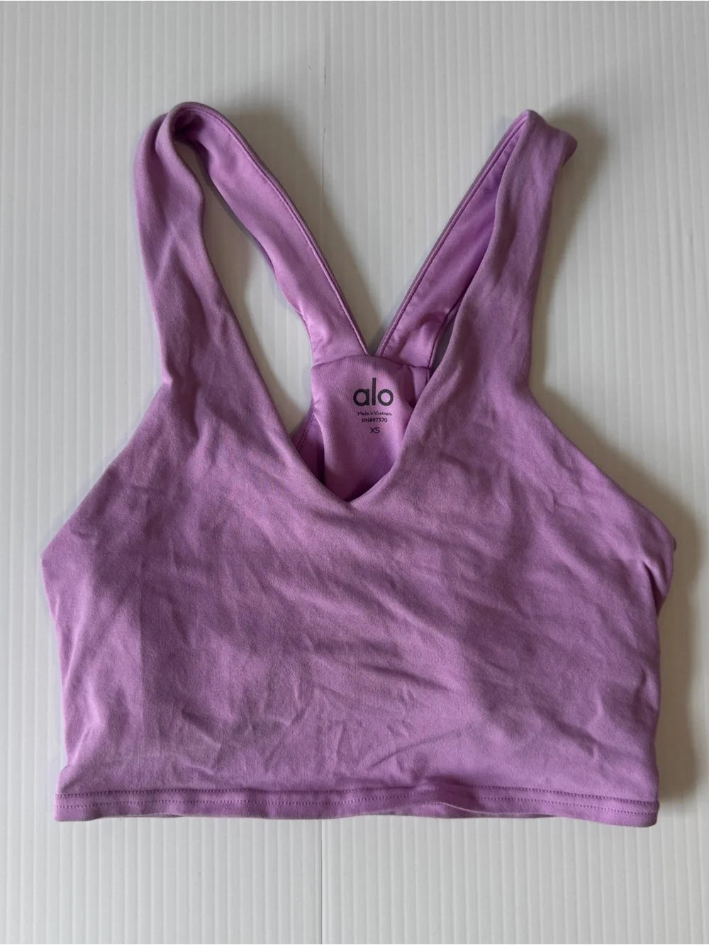 Alo Yoga Airbrush Real Bra Tank Lavender Purple Cropped Shelf Bra XS Active Top